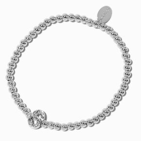 Silver-tone Pav&eacute; Crystal Letter Initial Stretch Bracelet - S,