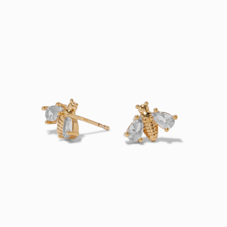 C LUXE by Claire&#39;s 18kt Gold Plated Cubic Zirconia Bee Stud Earrings,