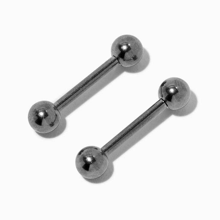 Silver-tone Titanium 14G Nipple Bars - 2 Pack,