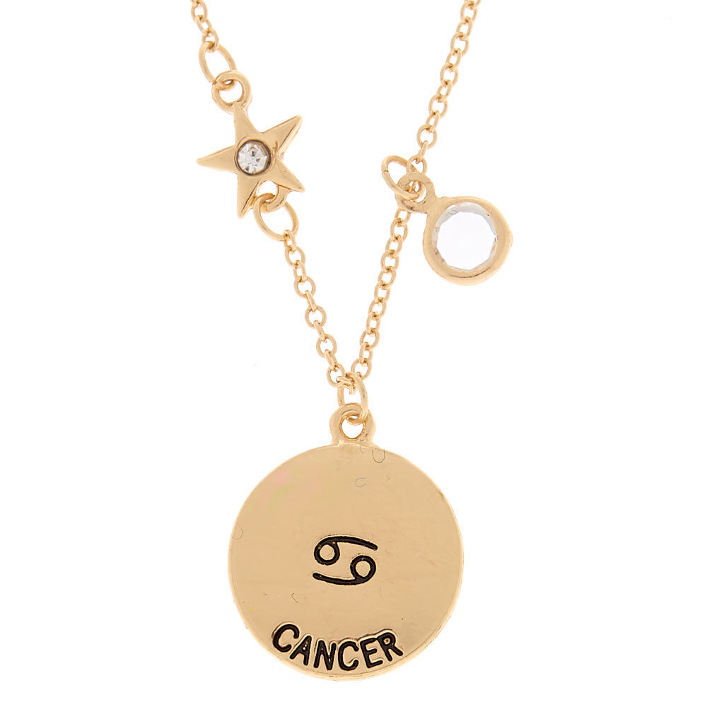 Gold Zodiac Pendant Necklace - Cancer,