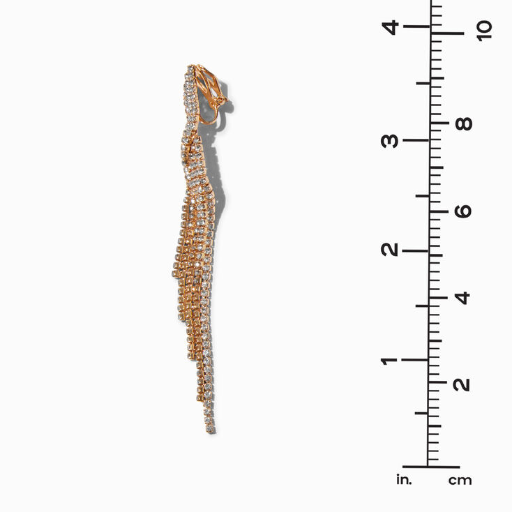 Pendantes &agrave; clip 9&nbsp;cm couleur dor&eacute;e frange de cha&icirc;ne de strass,