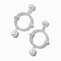 Silver-tone Roundabout Pearl 2&quot; Drop Earrings ,