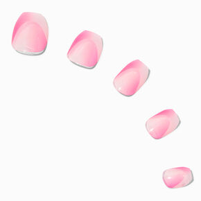 Pink Shadow French Tip Coffin Press On Vegan Faux Nail Set - 24 Pack,