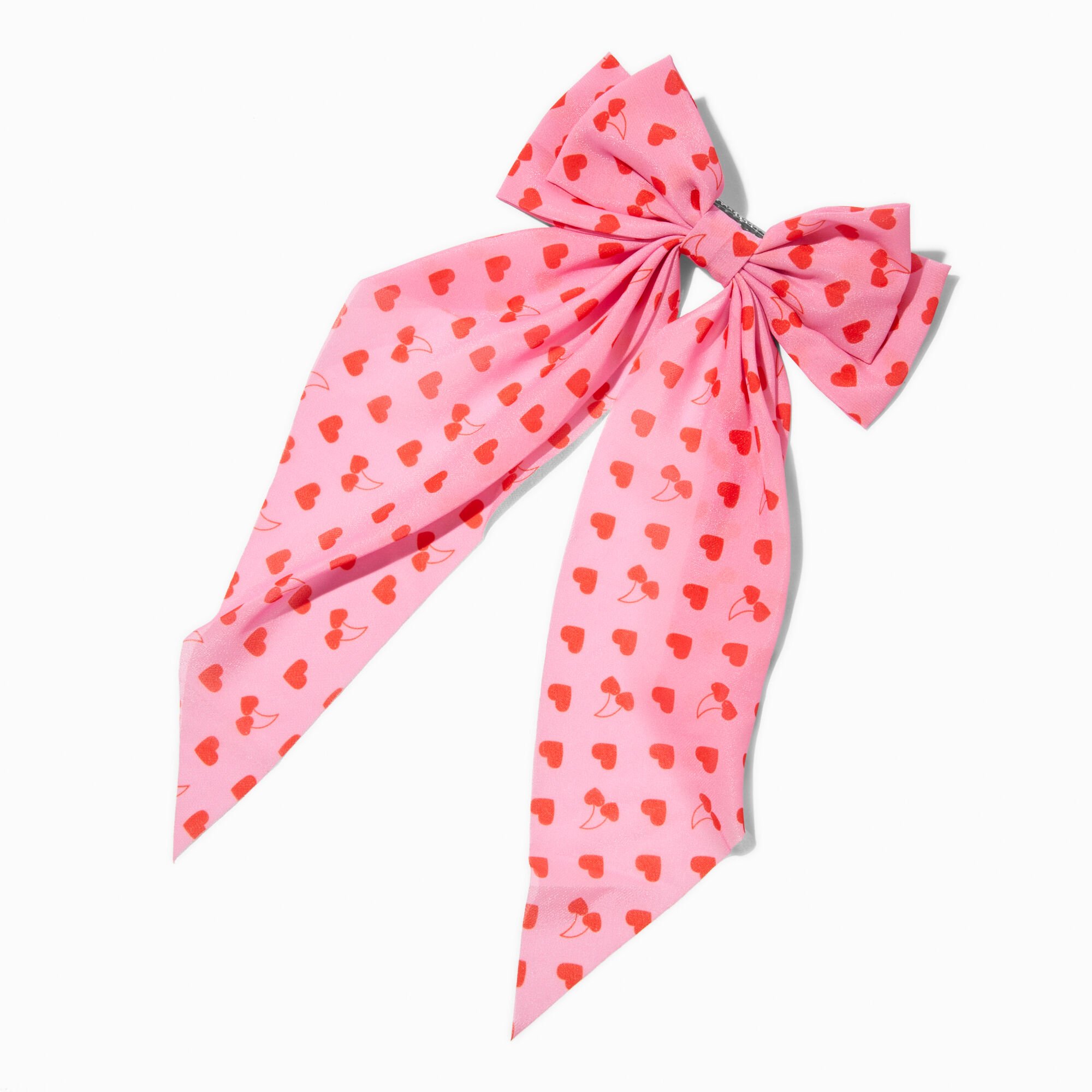 Heart Cherry Pink Hair Bow Clip,