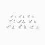 Silver-tone Crystal Stud Earrings Set - 9 Pack,