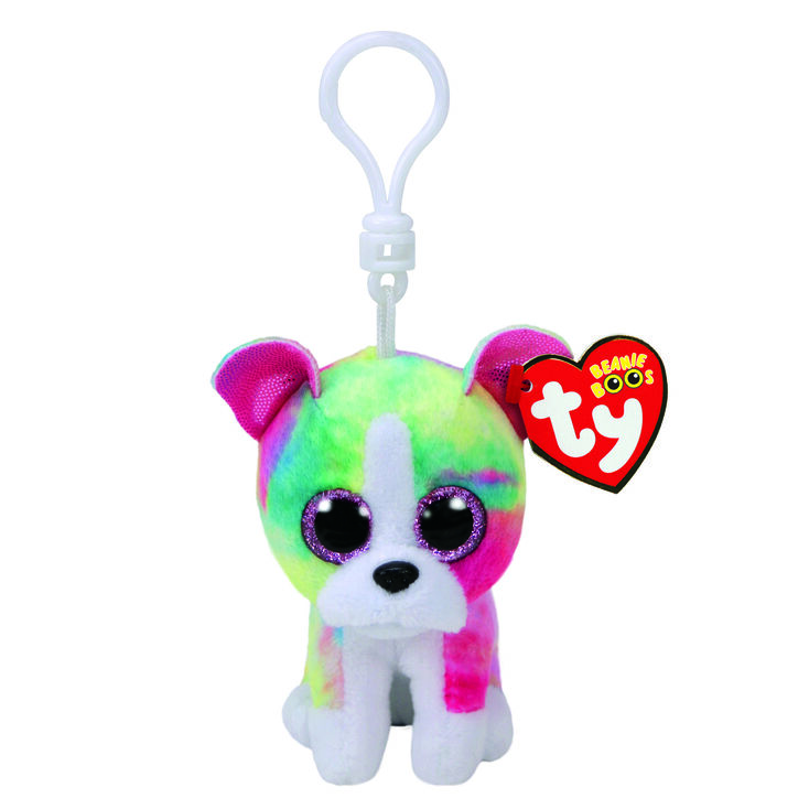 Porte-cl&eacute;s &agrave; clip Beanie Boos Isla le bouledogue arc-en-ciel de TY,