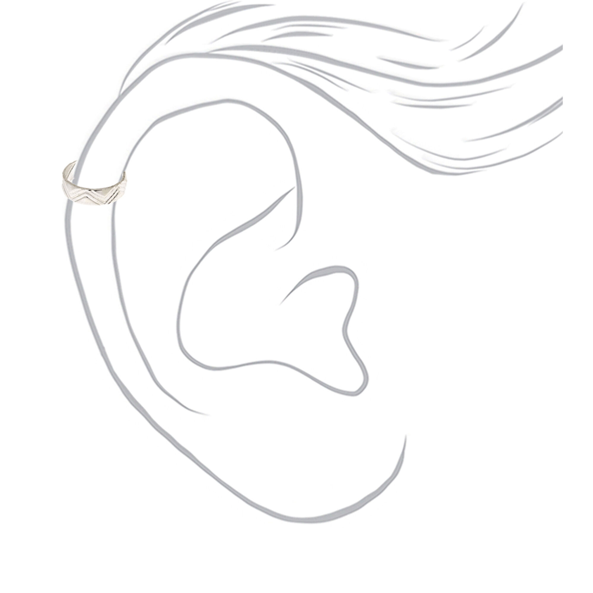 Silver ZigZag Print Ear Cuff Claire's US