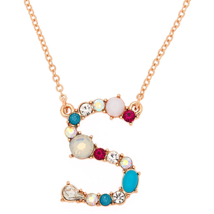 Embellished Long Initial Pendant Necklace - S,