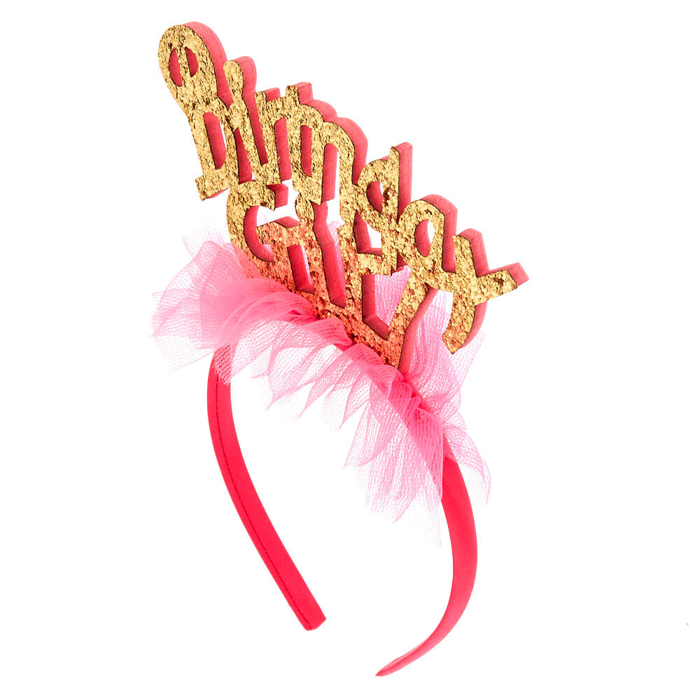 Claire's Club Glitter Birthday Girl Headband - Pink,