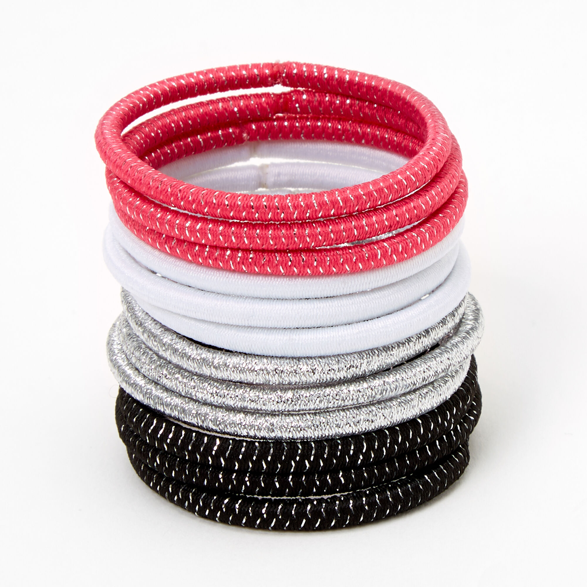 Claire's Club Metallic Shimmer Elastic Hair Ties - 12 Pack,
