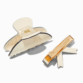Black &amp; Cream Bow Hair Claws - 2 Pack,