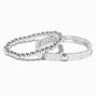 Silver-tone Herringbone Stretch Bracelets - 2 Pack ,