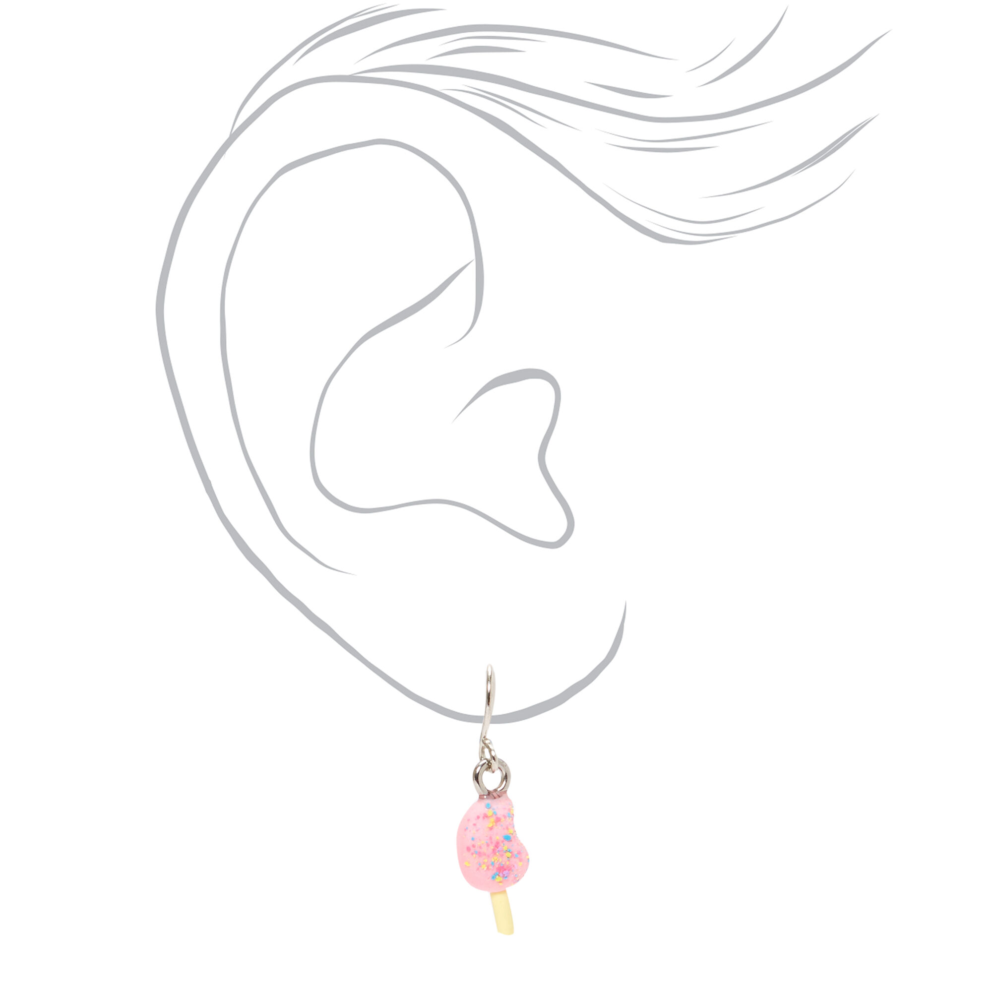 Silver Donut Ice Cream Mixed Earrings - 6 Pack,