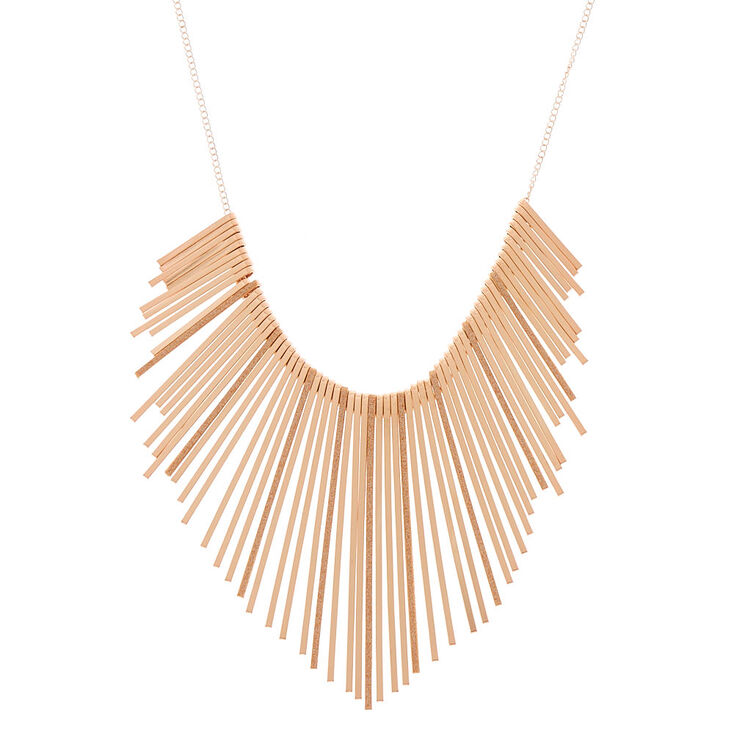 Claire's Collier plastron volumineux couleur doré rose pailleté