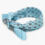 Bandeau bandana soyeux imprim&eacute; floral et cachemire - Bleu,