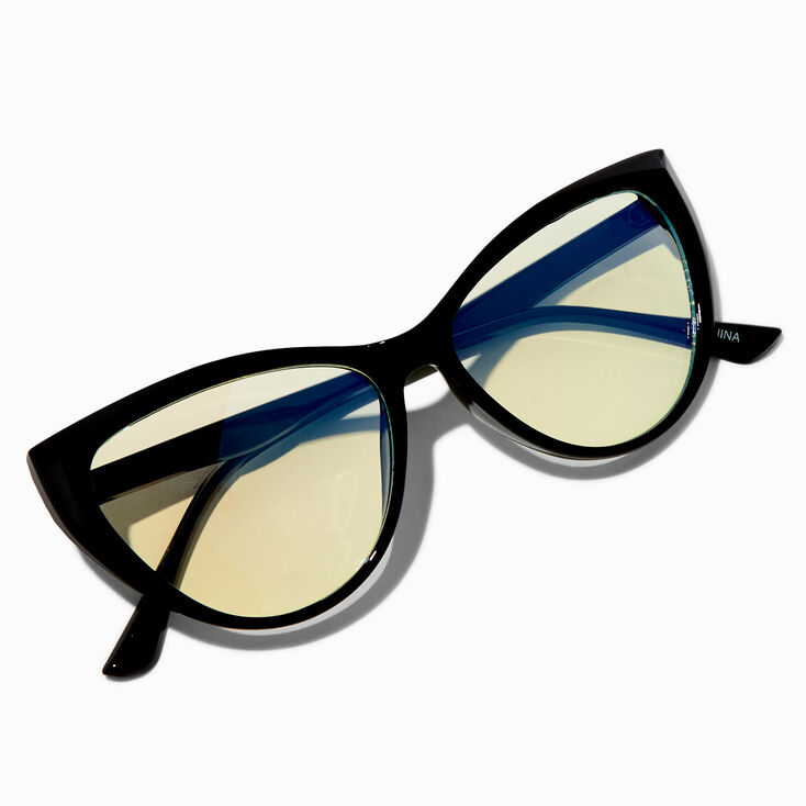 Solar Blue Light Reducing Black Cat Eye Clear Lens Frames,