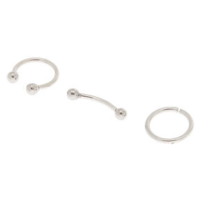 Silver-tone 16G Rook Earrings - 3 Pack,