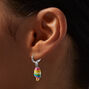 Silver-tone Unicorn Sweet Treats Huggie Hoop Stackable Earrings - 3 Pack,