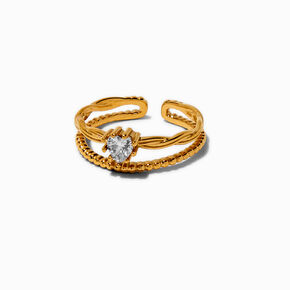 Gold-tone Stainless Steel Cubic Zirconia Heart Multi Strand Toe Ring,