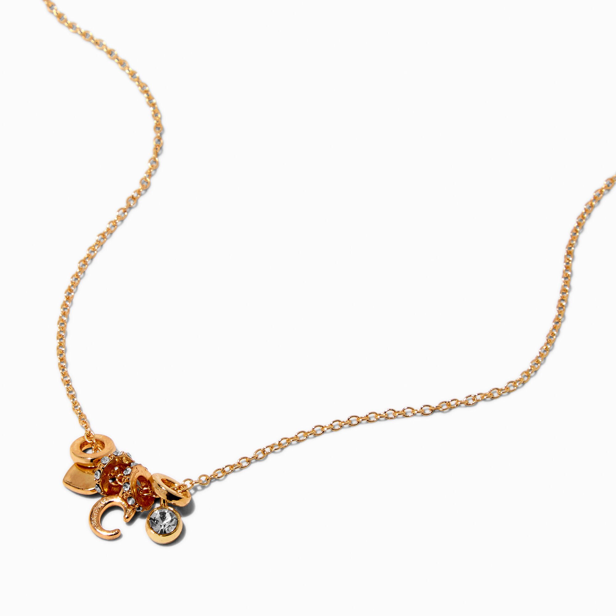 Gold-tone Initial Charm Pendant Necklace - C,