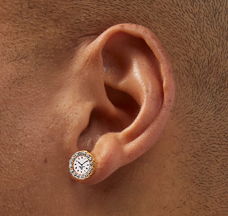 Black Heart &amp; Clock Mixed Stud Earrings - 9 Pack,