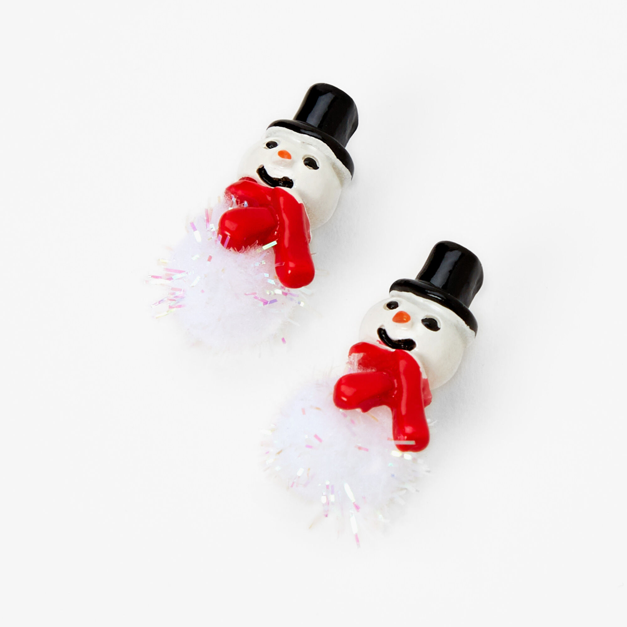 Polyresin Snowman Pom Stud Earrings,
