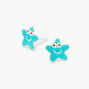Sterling Silver Happy Face Starfish Stud Earrings - Teal,