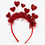 Serre-t&ecirc;te couronne c&oelig;urs paillettes rouge Saint-Valentin,