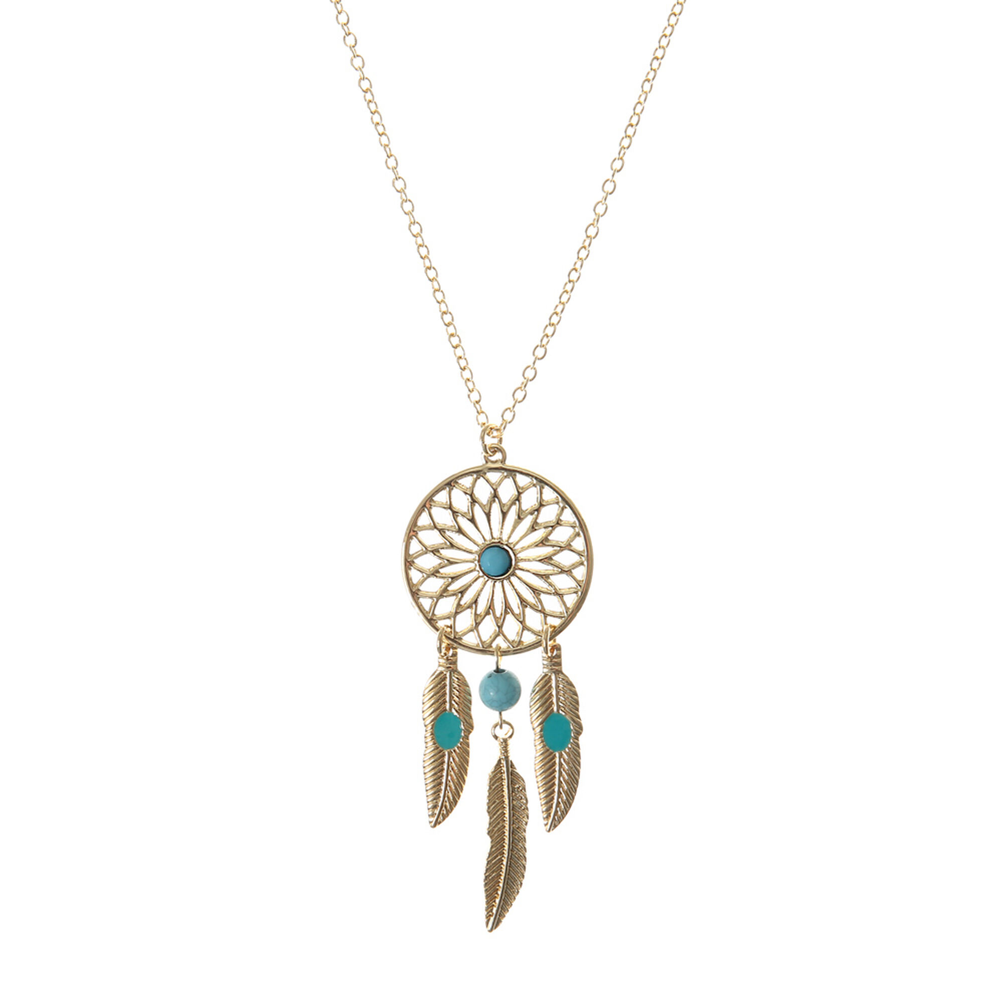 Gold Dreamcatcher Pendant Necklace Claire S Gold Dreamcatcher Pendant Necklace