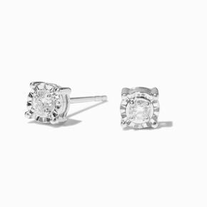 C LUXE by Claire&#39;s Sterling Silver 1/20 ct. tw. Round Basket Laboratory Grown Diamond 2MM Stud Earrings,