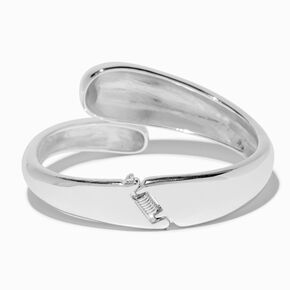 Thick Silver-tone Molten Bangle Bracelet,