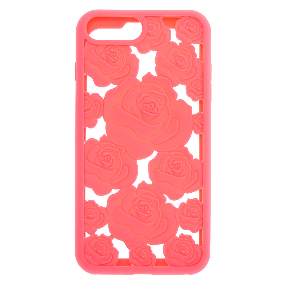 Coral Floral Cut Out Silicone Phone Case - Fits iPhone 6/7/8 Plus,