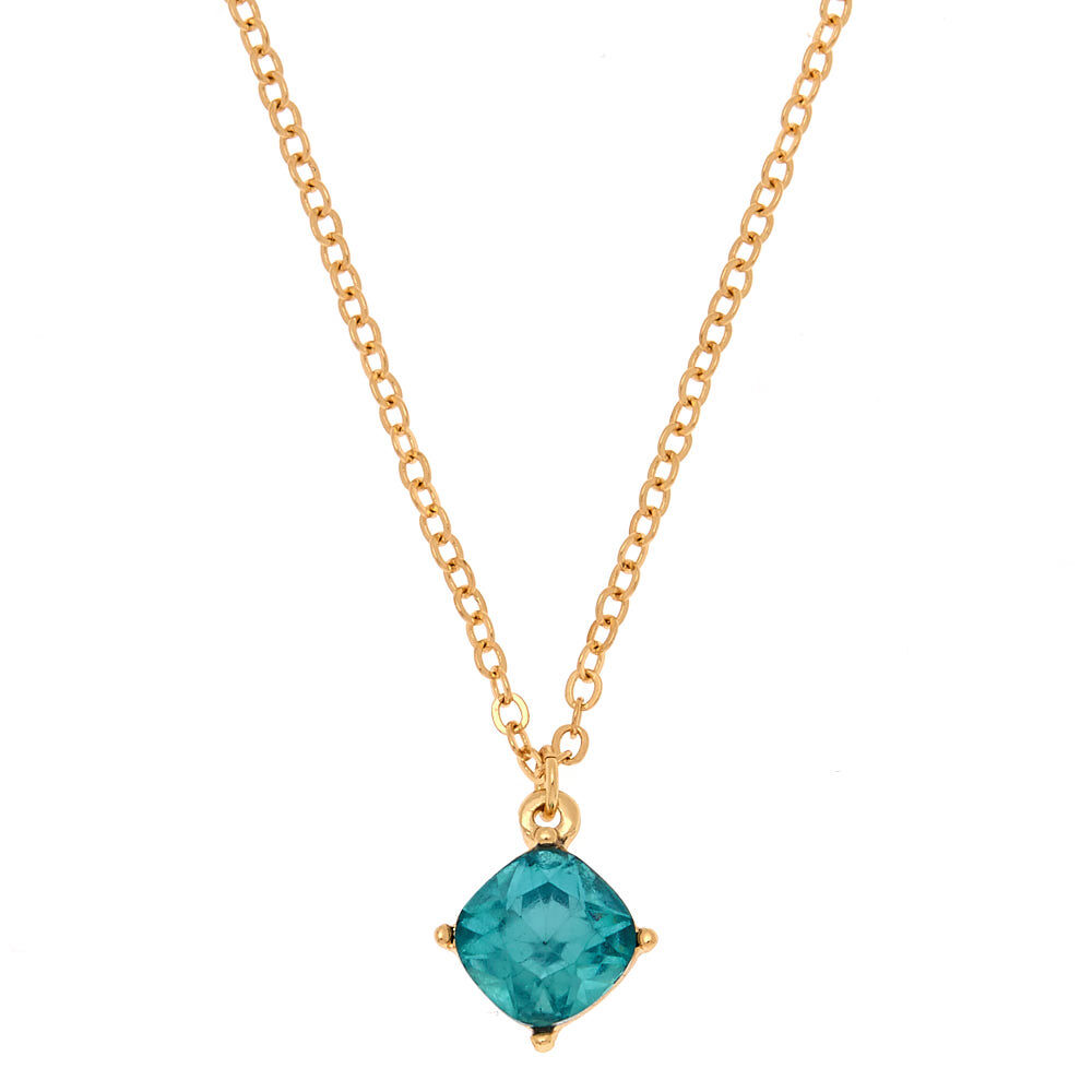 December Birthstone Pendant Necklace - Blue Zircon,
