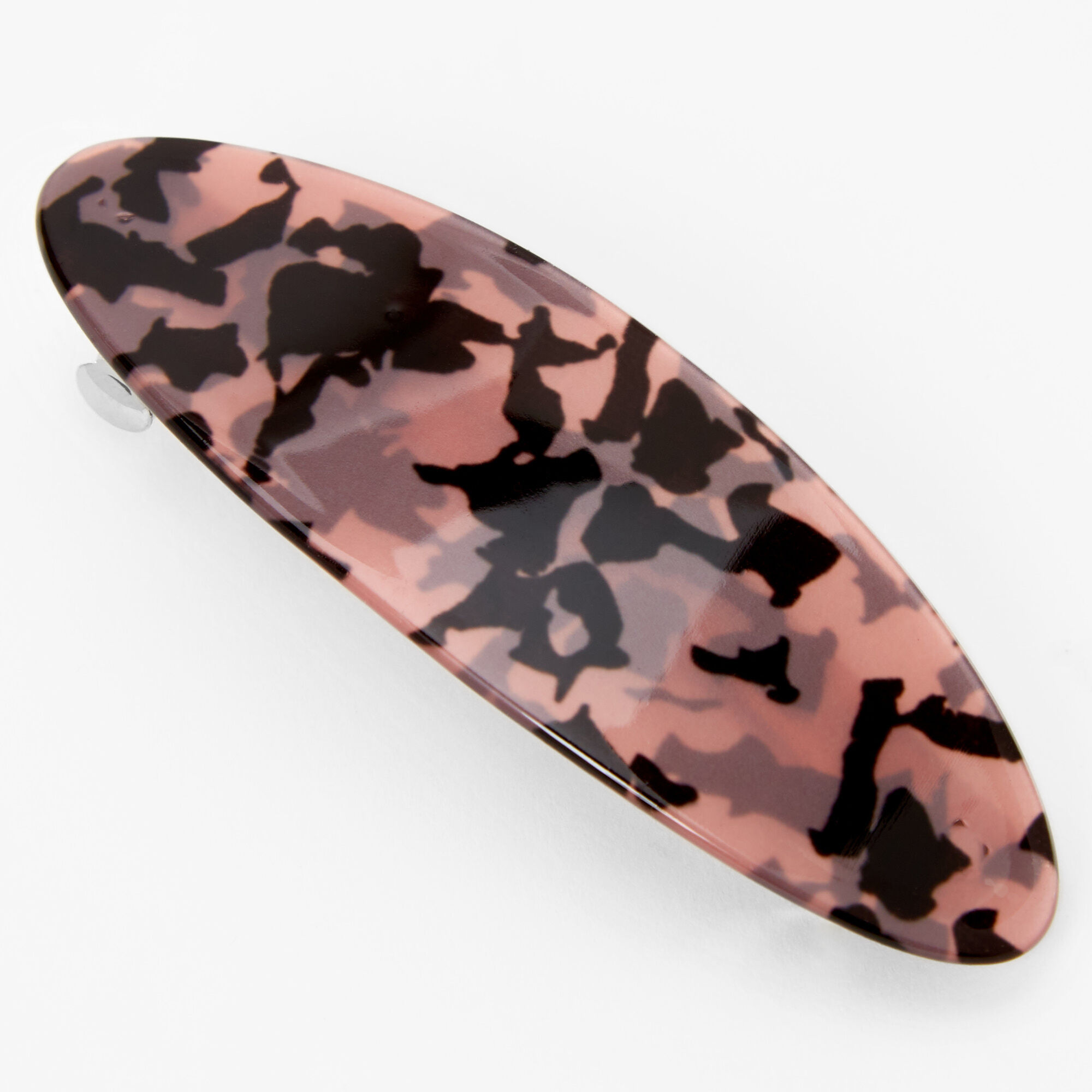 Oval Tortoiseshell Hair Barrette Clip - Pink,