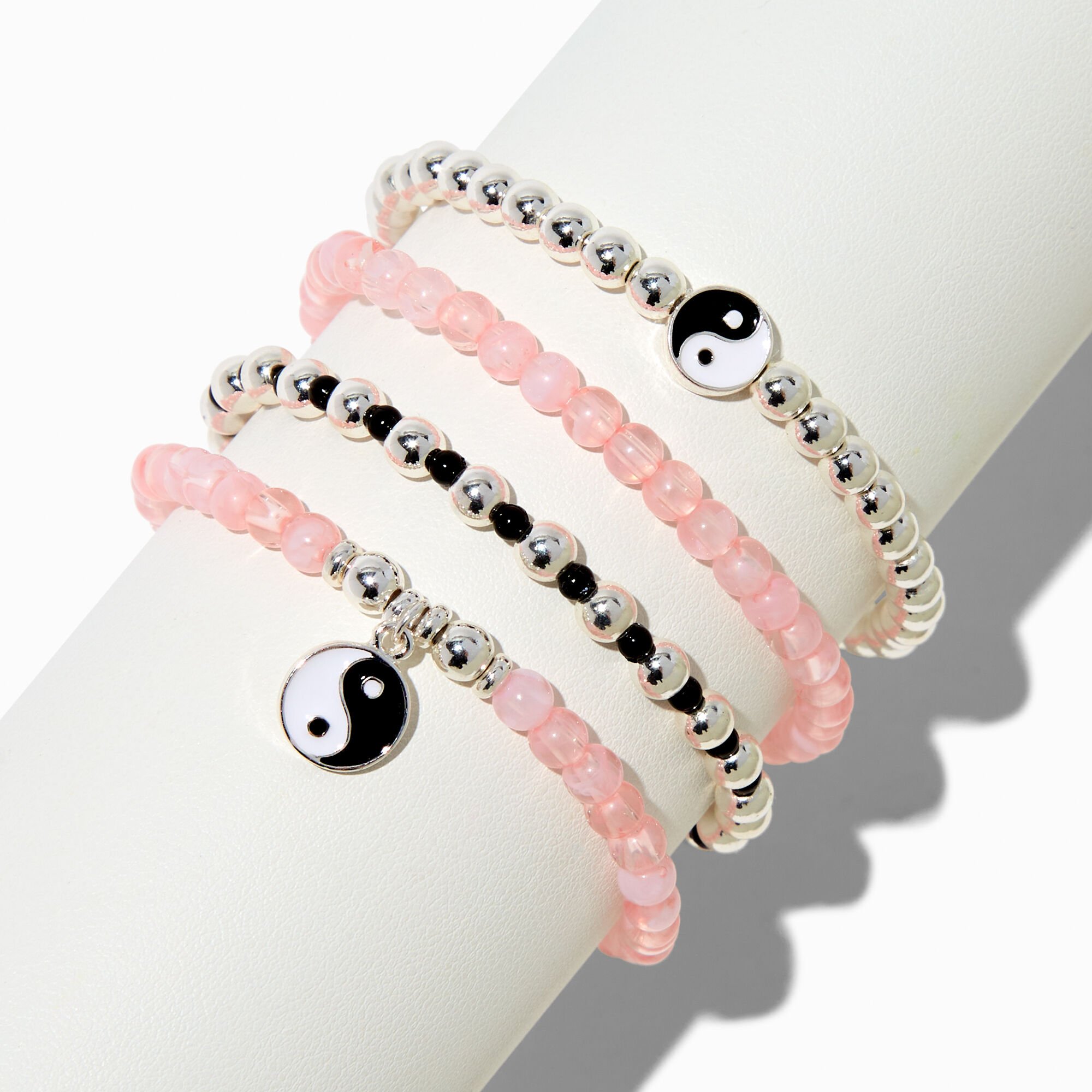 Bracelets élastiques Yin Yang roses - Lot de 4,