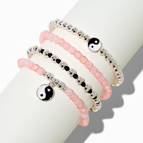 Bracelets &eacute;lastiques Yin Yang roses - Lot de 4,