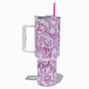 Pink Butterflies Stainless Steel Handled Tumbler,
