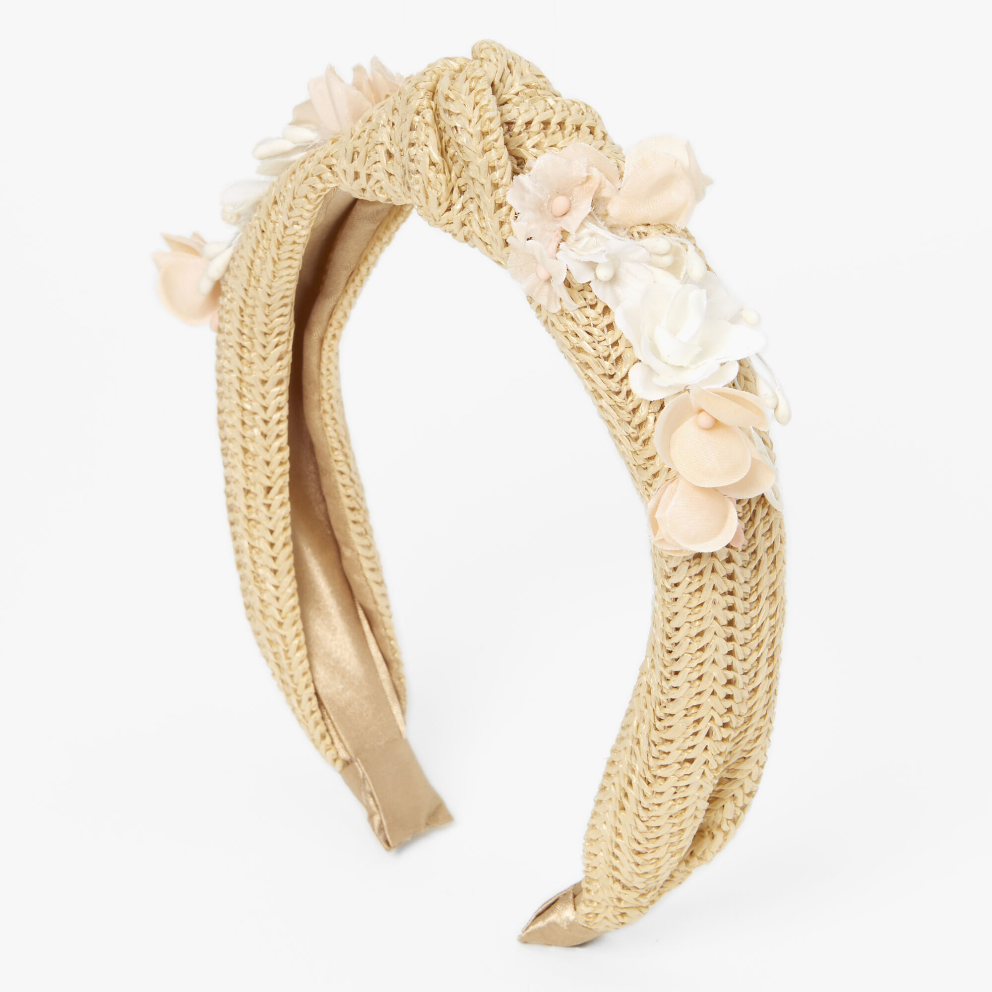 View Claires Raffia Floral Knotted Headband Tan information