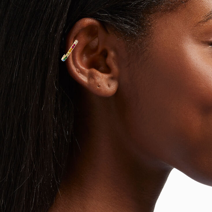 Gold 20G Rainbow Crystal Cartilage Clicker Earring,