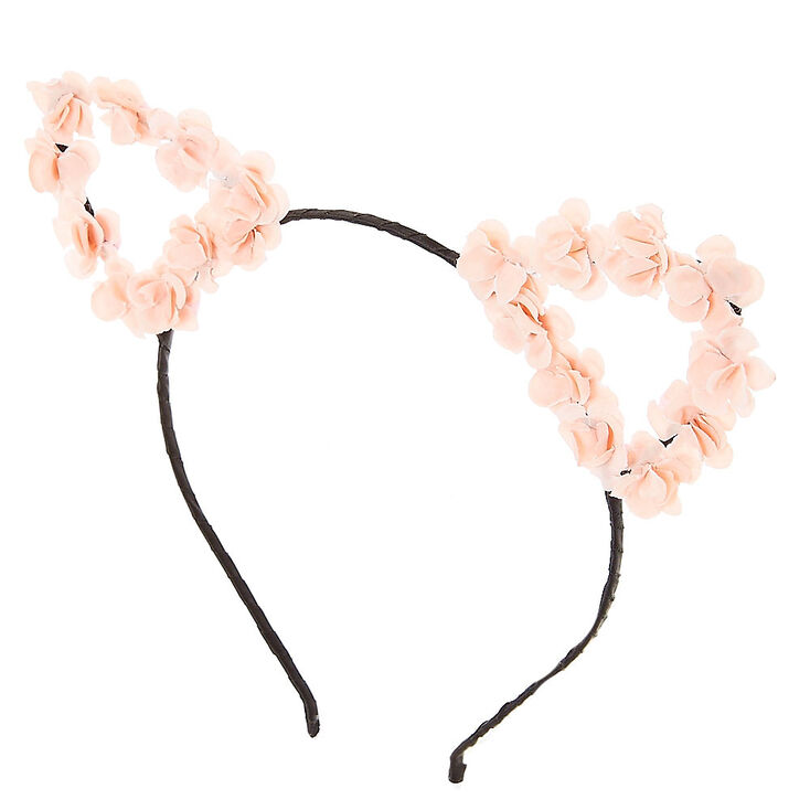 Floral Cat Ears Headband - Light Pink,