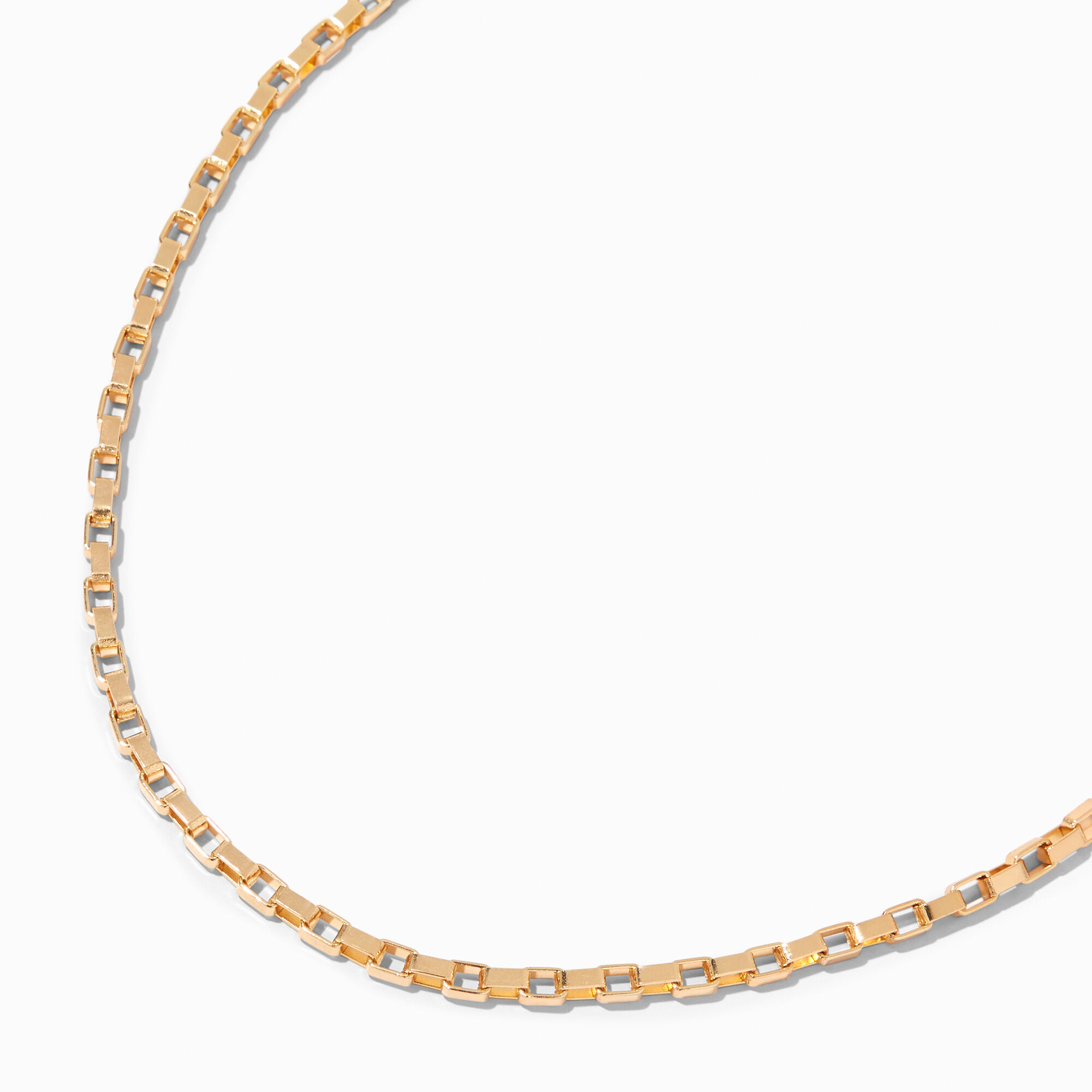 View Claires Tone Open Box Link Chain Necklace Gold information