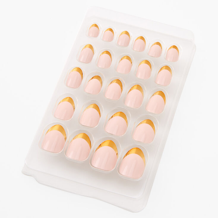 Gold French Stiletto Press On Vegan Faux Nail Set - 24 Pack,