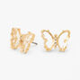 Rhinestone Butterfly Stud Earrings - Gold,