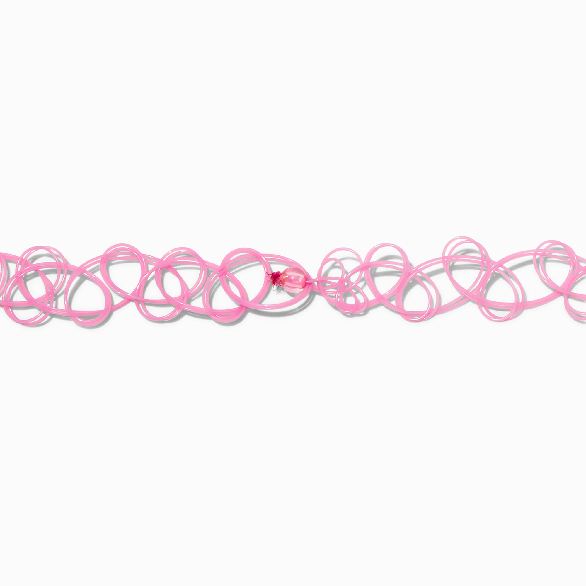 Blue Tie Dye Heart Charm Pink Tattoo Choker Necklace,