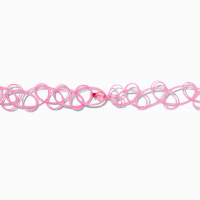 Blue Tie Dye Heart Charm Pink Tattoo Choker Necklace,