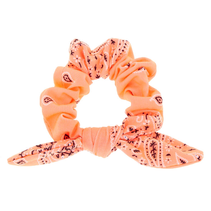 Claire's Chouchou à nœud noué style bandana - Corail fluo