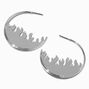 Silver-tone Flame Outline 40MM Hoop Earrings,