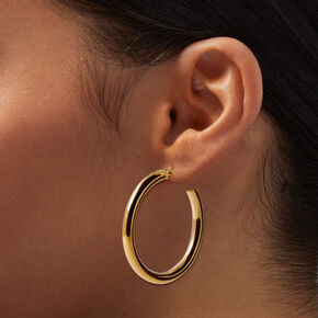 Gold-tone Stainless Steel 4MM Huggie Hoop Earrings,