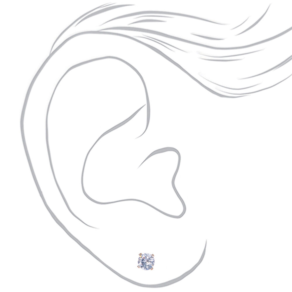 Rose Gold-tone Cubic Zirconia 4mm Round Stud Earrings,