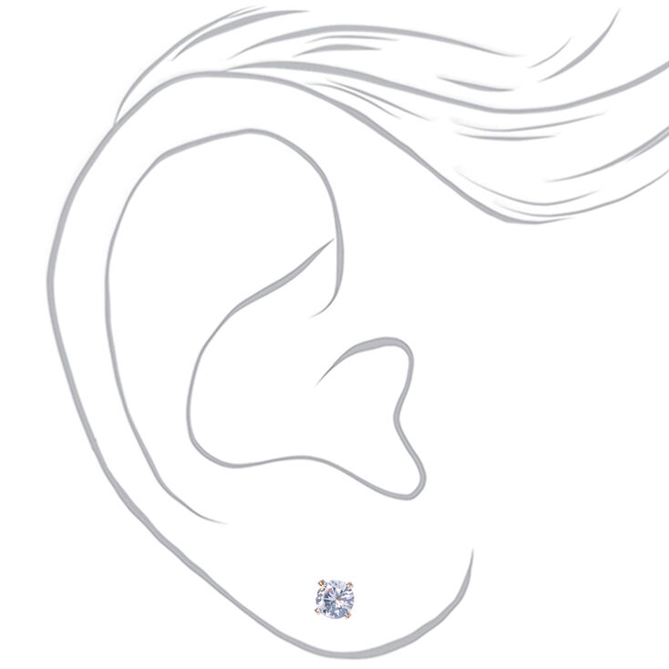 Rose Gold-tone Cubic Zirconia 4mm Round Stud Earrings,